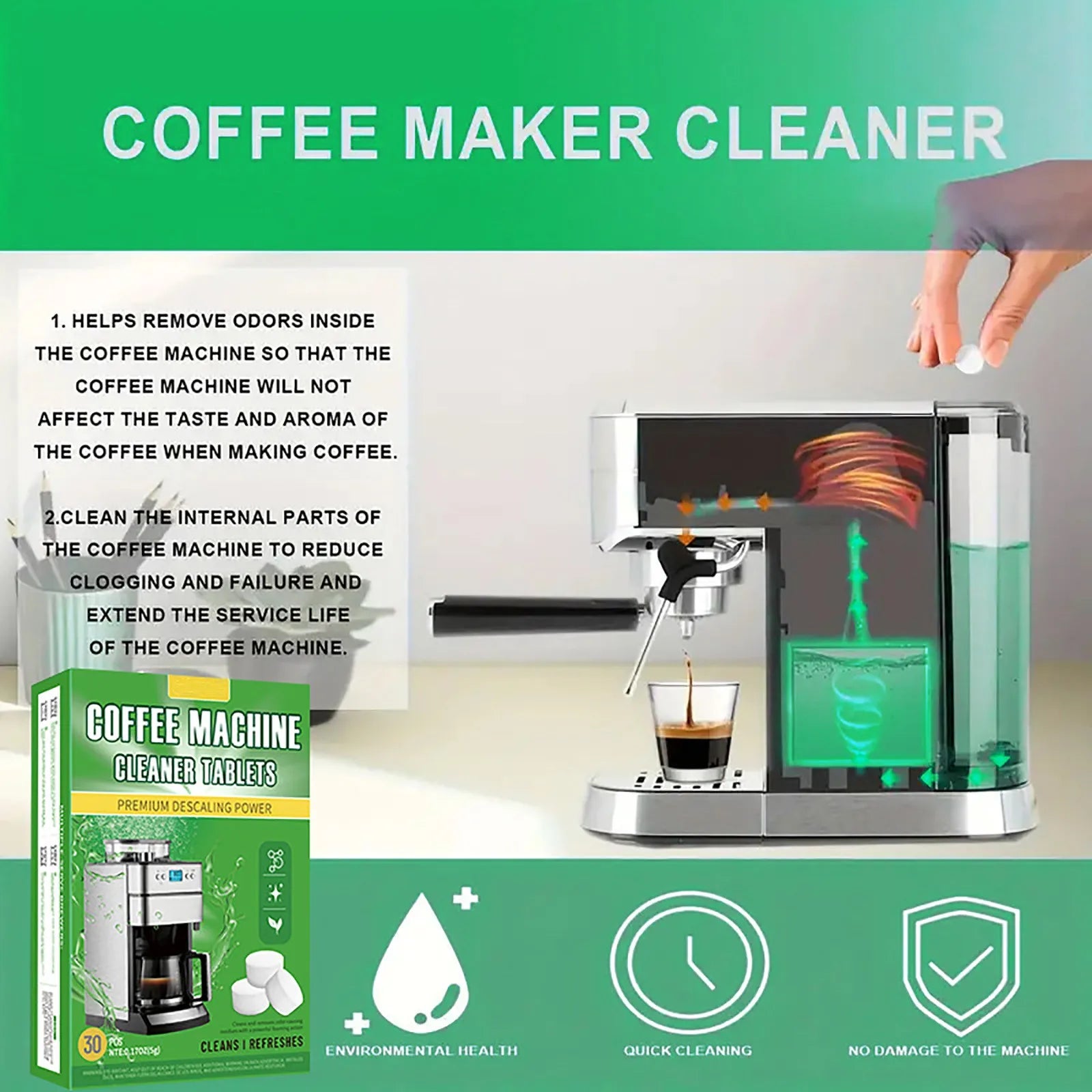 Coffee Machine Cleaning Tablet Effervescent Tablet Descaling Agent Get Ultimate Cleaning All-Purpose Cleaner Kitchen Accessories