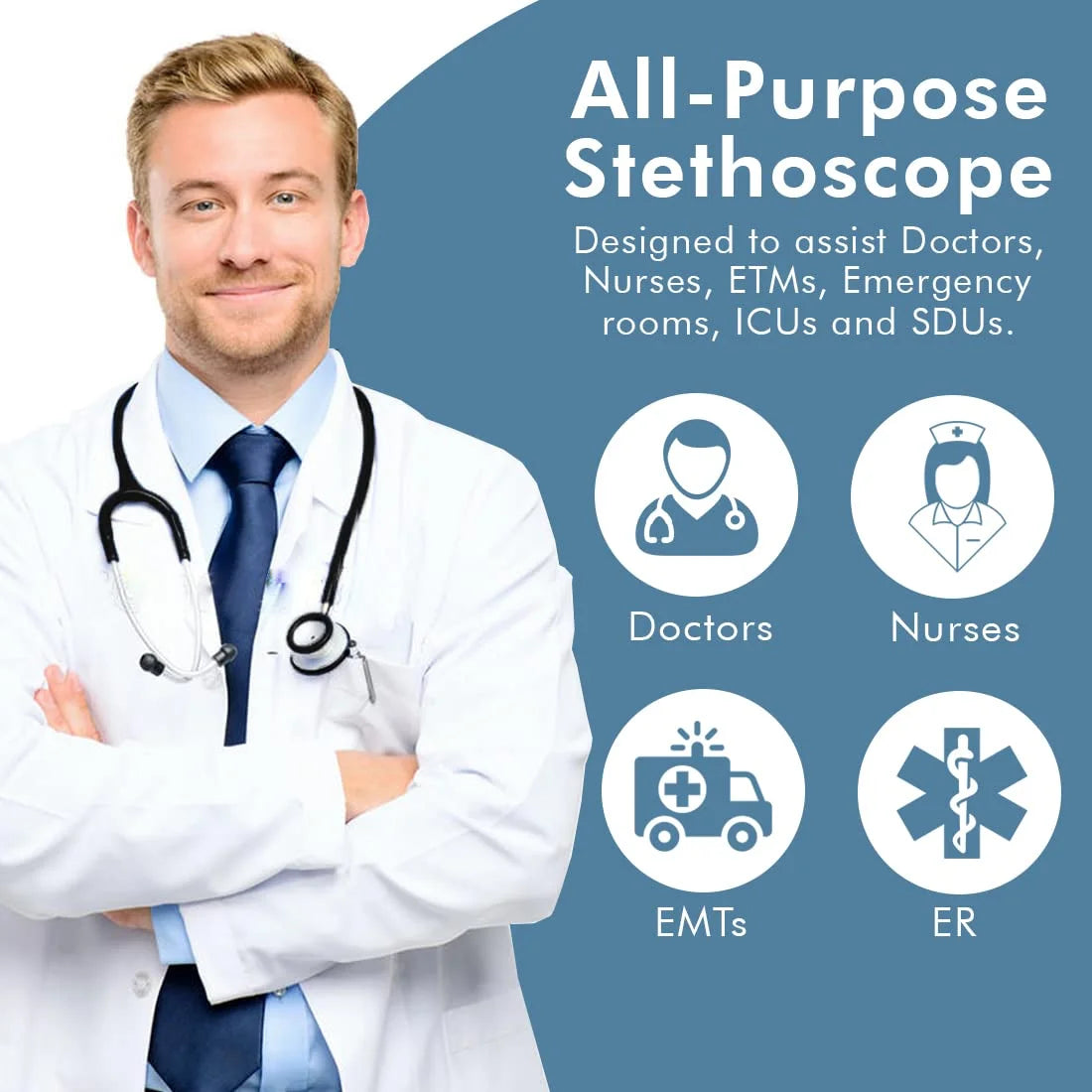 JUSTLANG Professional Dual Head Stethoscope Medical Equipment Multifunctional Device Protable Doctor Nurse Cardiology
