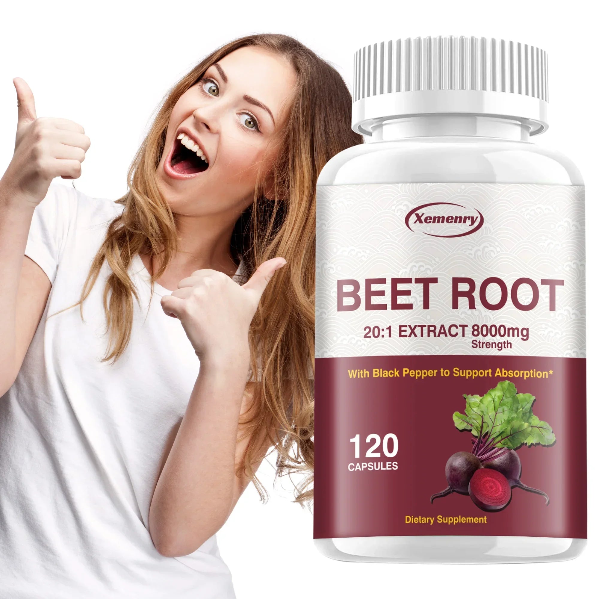 Beet Root Capsules - Supports Healthy Blood Pressure Levels, Promotes Circulation, and Enhances Absorption - 120 Capsules