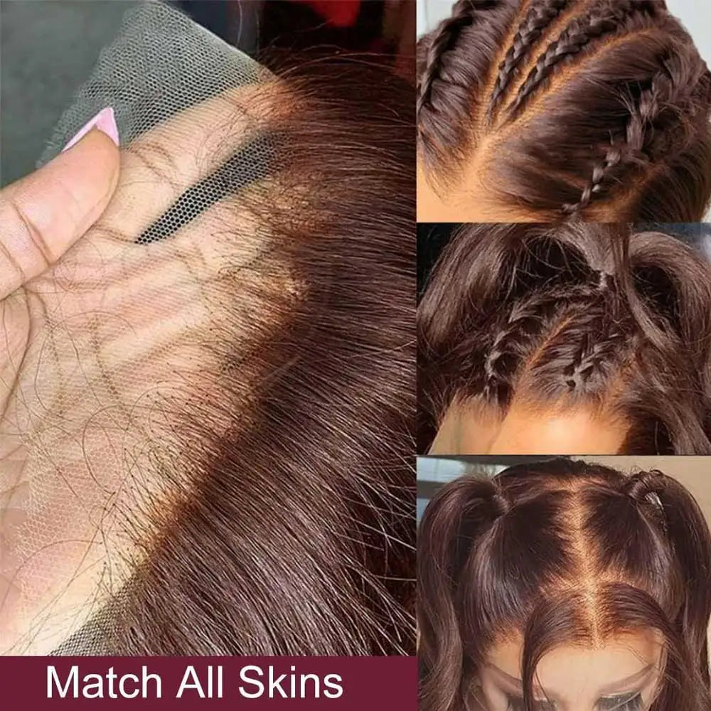 Chocolate Brown Body Wave Human Hair Wigs 13X4 HD Lace Frontal Wigs For Women Colored Brazilian Wet And Wavy Lace Front Wigs