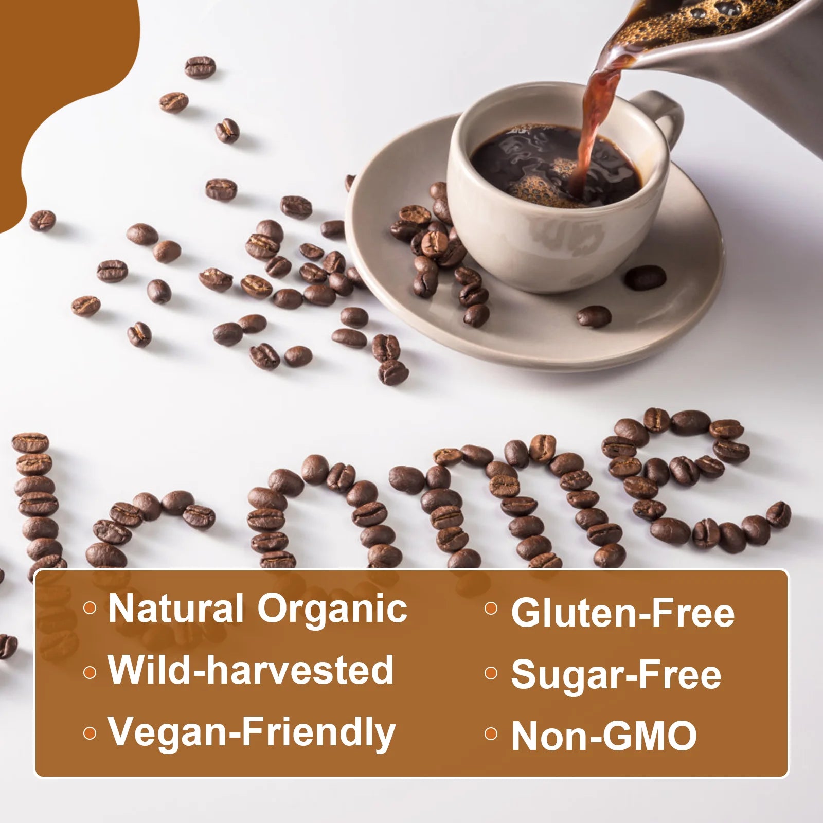 Mushroom Coffee 10 Mushroom Extract - Lion's Mane, Cordyceps, Reishi, Turkey Tail, Chaga, Maitake for energy and immune support