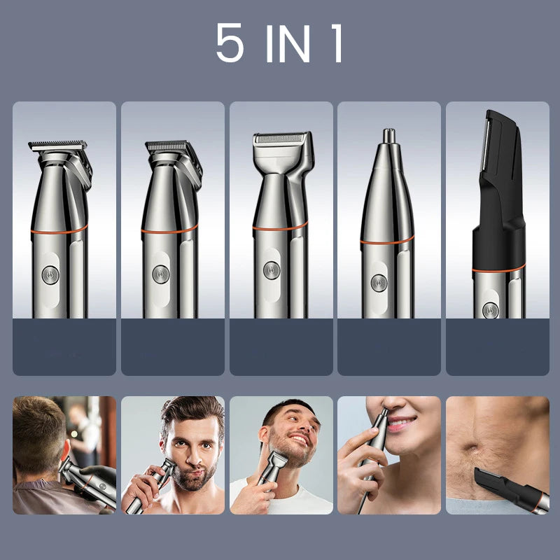 All in One Beard Trimer Hair Clipper for Men Body Nose Trimmer Men's Groin Grooming Kit Electric Shaver Facial Hair Removal