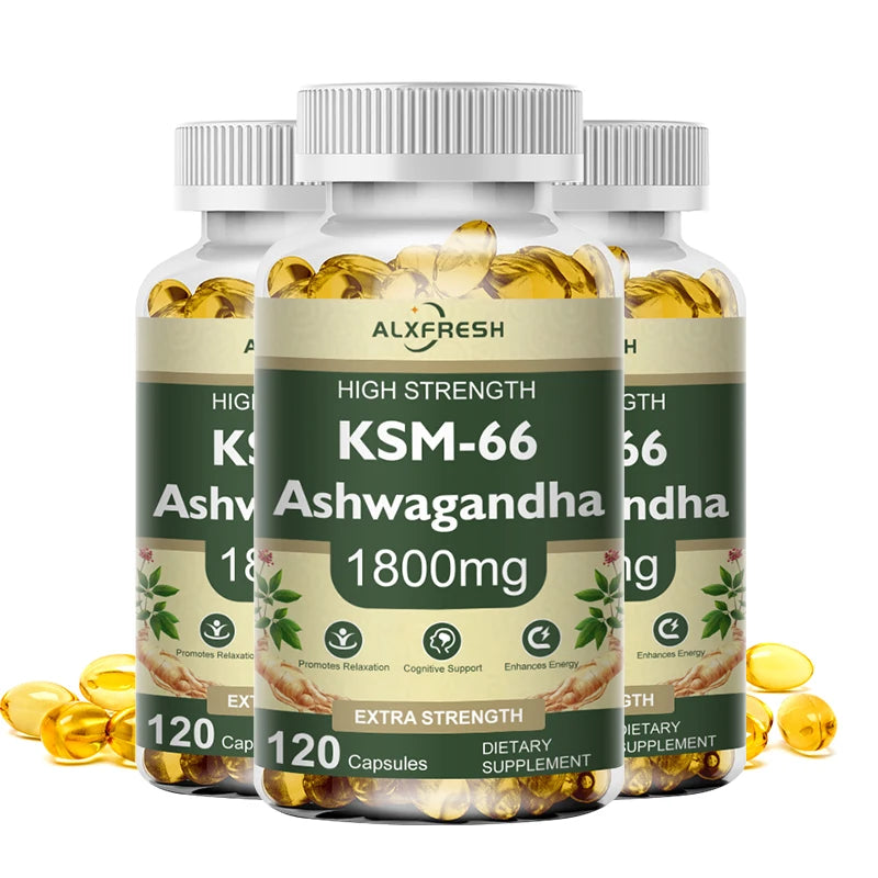 KSM-66 Natural Ashwagandha Capsules Ashwagandha Supplement| 1800mg for Health Support - Plant Based Vegan Gluten-Free
