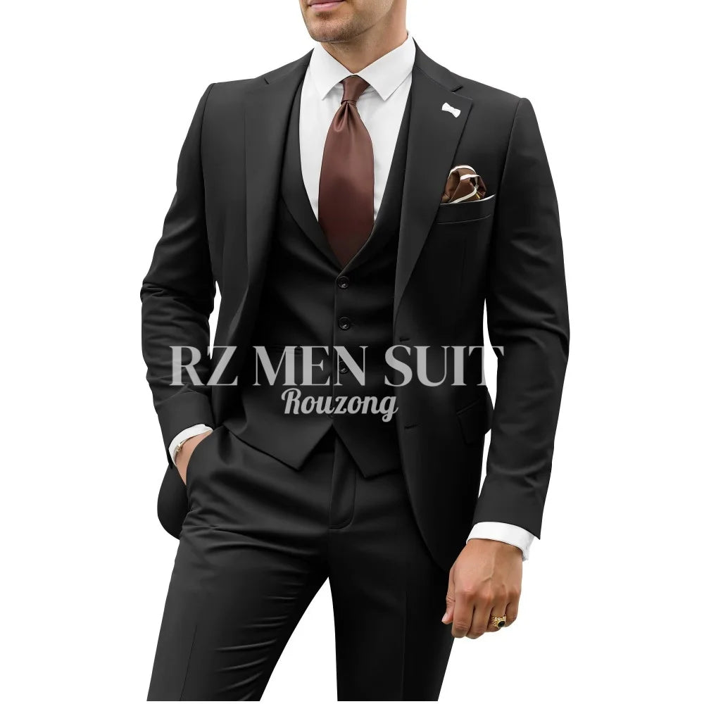 Mens Suit 3 Piece Suits for Men Slim Fit Wedding Groom Suit Men Blazer Vest Pant Suits for Prom Business Formal costumes hommes