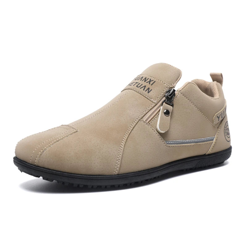 Mens Walking Shoes 2025 New Suede Leather Fashion Zipper Outdoor Hiking Shoes Anti Slip Wear-resistant Casual Sneakers for Men