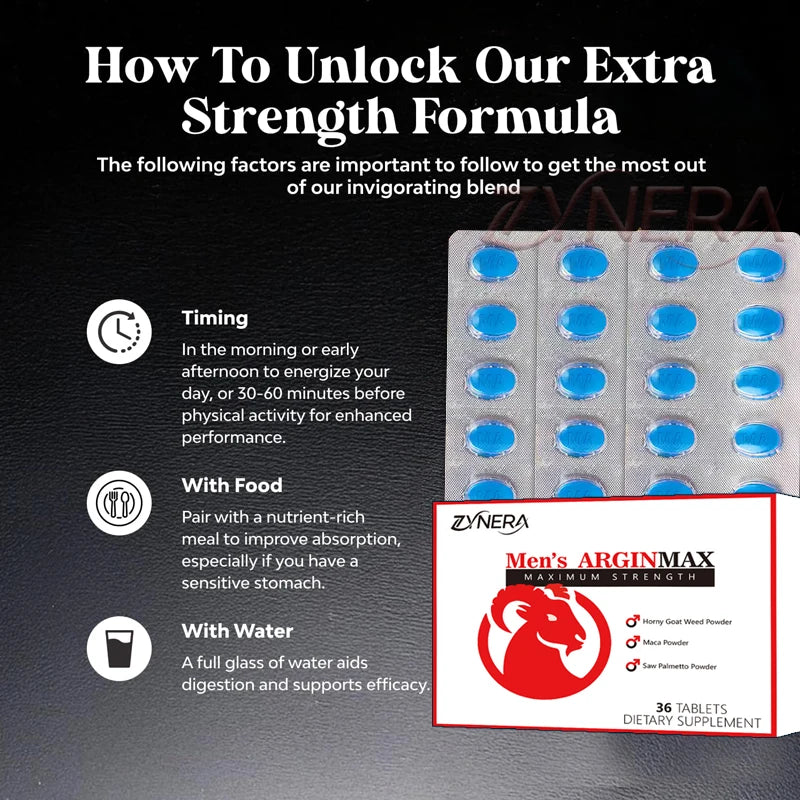 Epimedium Male Supplement- with Maca Powder, Saw Palmetto, Panax Ginseng 100% Pure Energy Tablets for Men