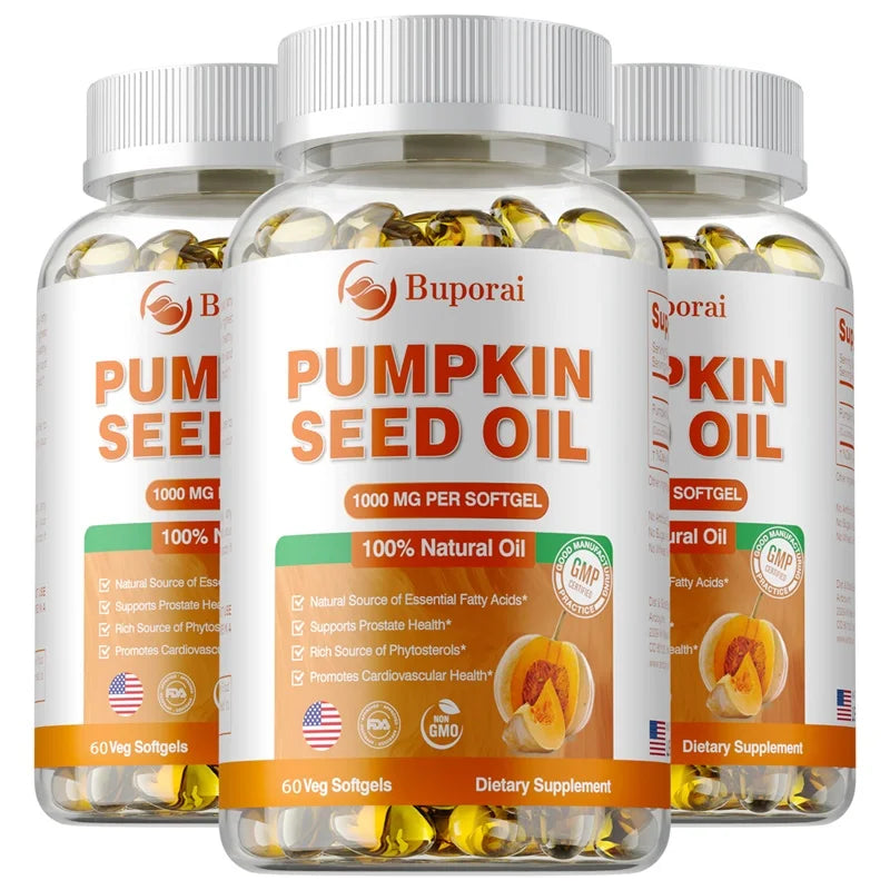 Pumpkin Seed Oil Capsule - Support Prostate and Urinary Tract Health Hair Growth & Skin Care Prevent Hair Loss