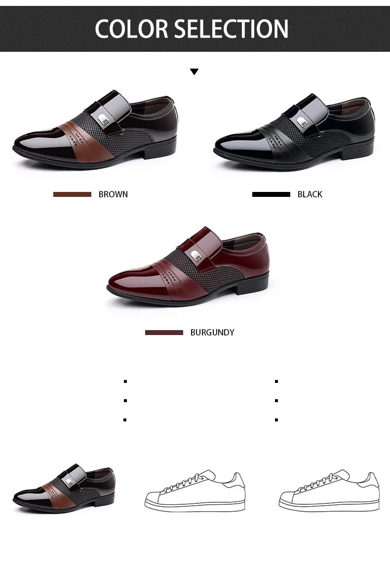 Men's Dress Shoes Pointed Toe Oxfords Classic Business Men Leather Shoes Slip on Wedding Casual Shoes Office Comfortable Loafers