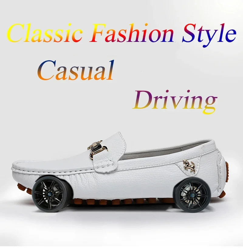YRZL Shoes Men Handmade PU Leather Loafer Casual Driving Flats Slip-on Shoes Luxury Comfy Moccasins White Loafers Shoes for Men