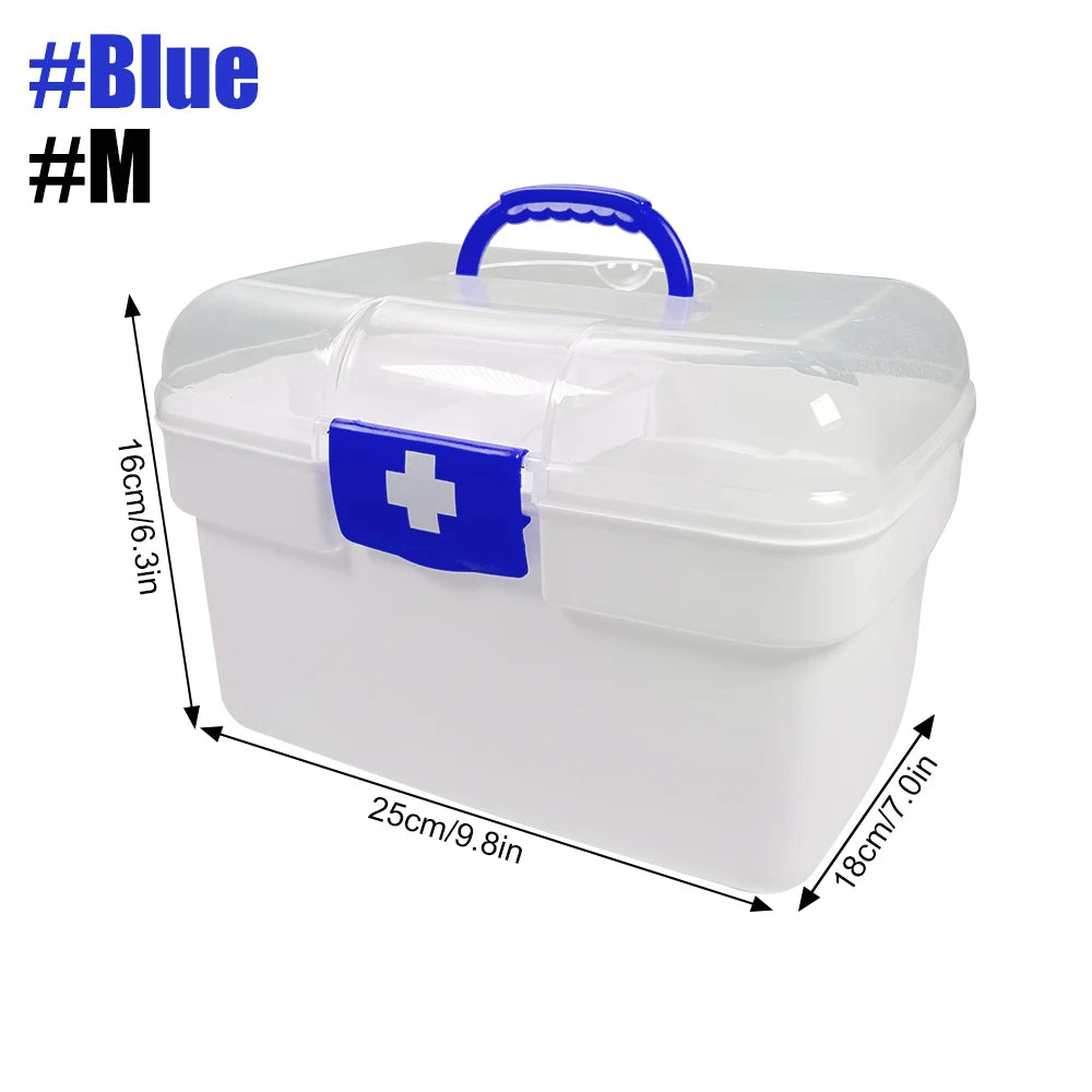 1PCS 2-Tier Medicine Organizer - Portable Medicine Cabinet with Handle, Empty First Aid Kit for Home