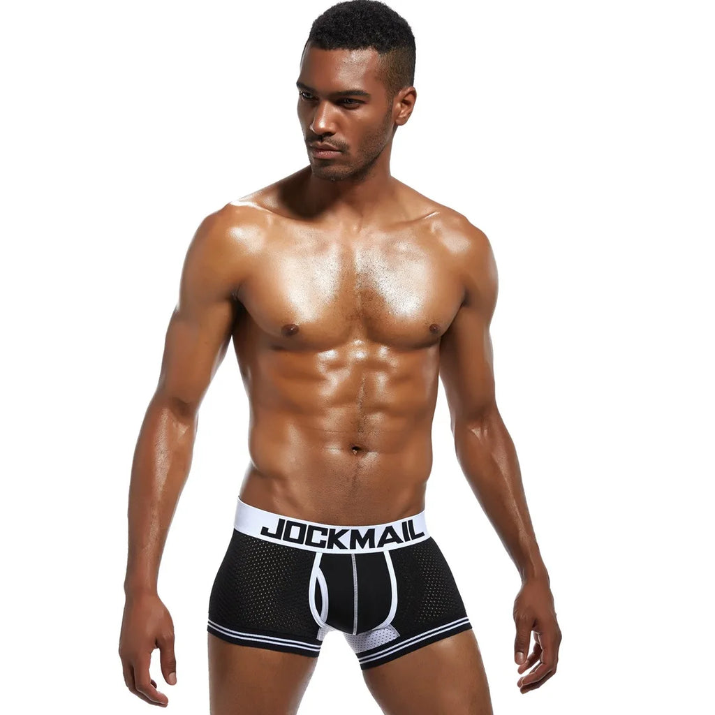 JOCKMAIL Men Underwear Boxes Mesh Quick Drying Ice Silk Breathable Youth Fashion Calzoncillos Sexy Am Gosteren Killer Sansursuz