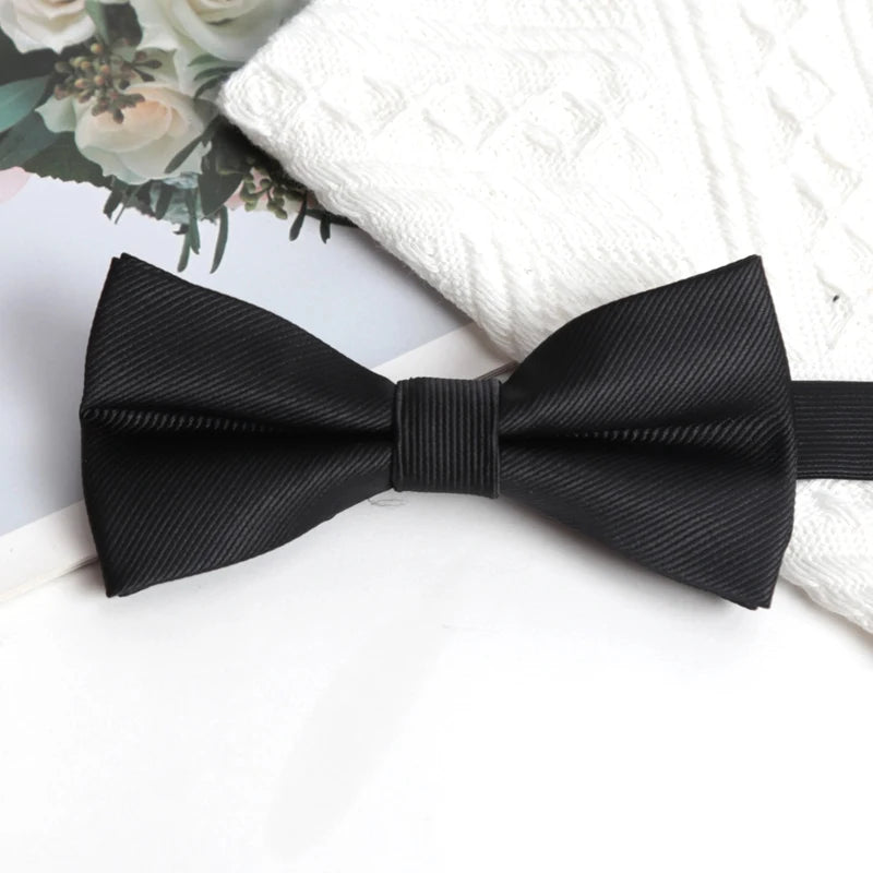 Mens Ties Solid Color Black Bowtie for Men British Style Double-layered Bowknot Wedding Party Butterfly Cravat Accessories Gifts