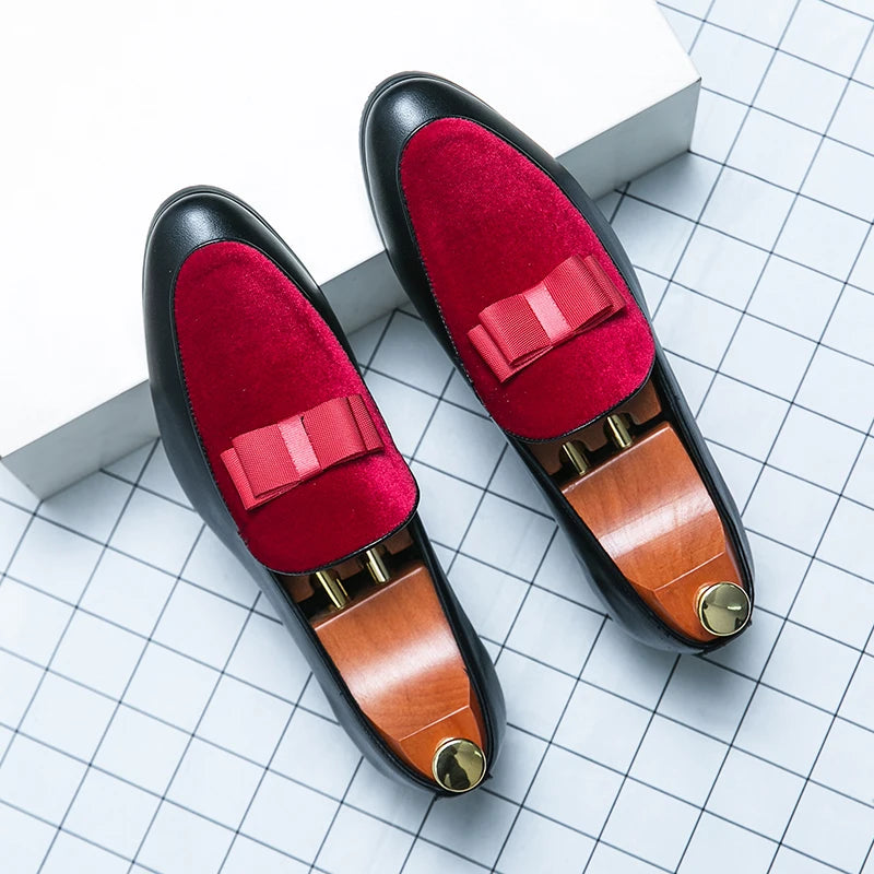 Fashion Wedding Shoes For Men Dress Casual Business Leather Shoes Male Classic Formal Bow Office Social Party Shoes Man Loafers
