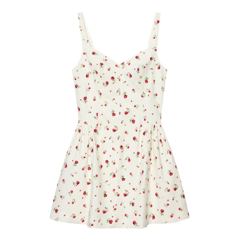 Women's Dress 2026 New Fashion Spring Summer Sleeveless Floral Print Puffy Dress for Women Elegant Chic Female Dress
