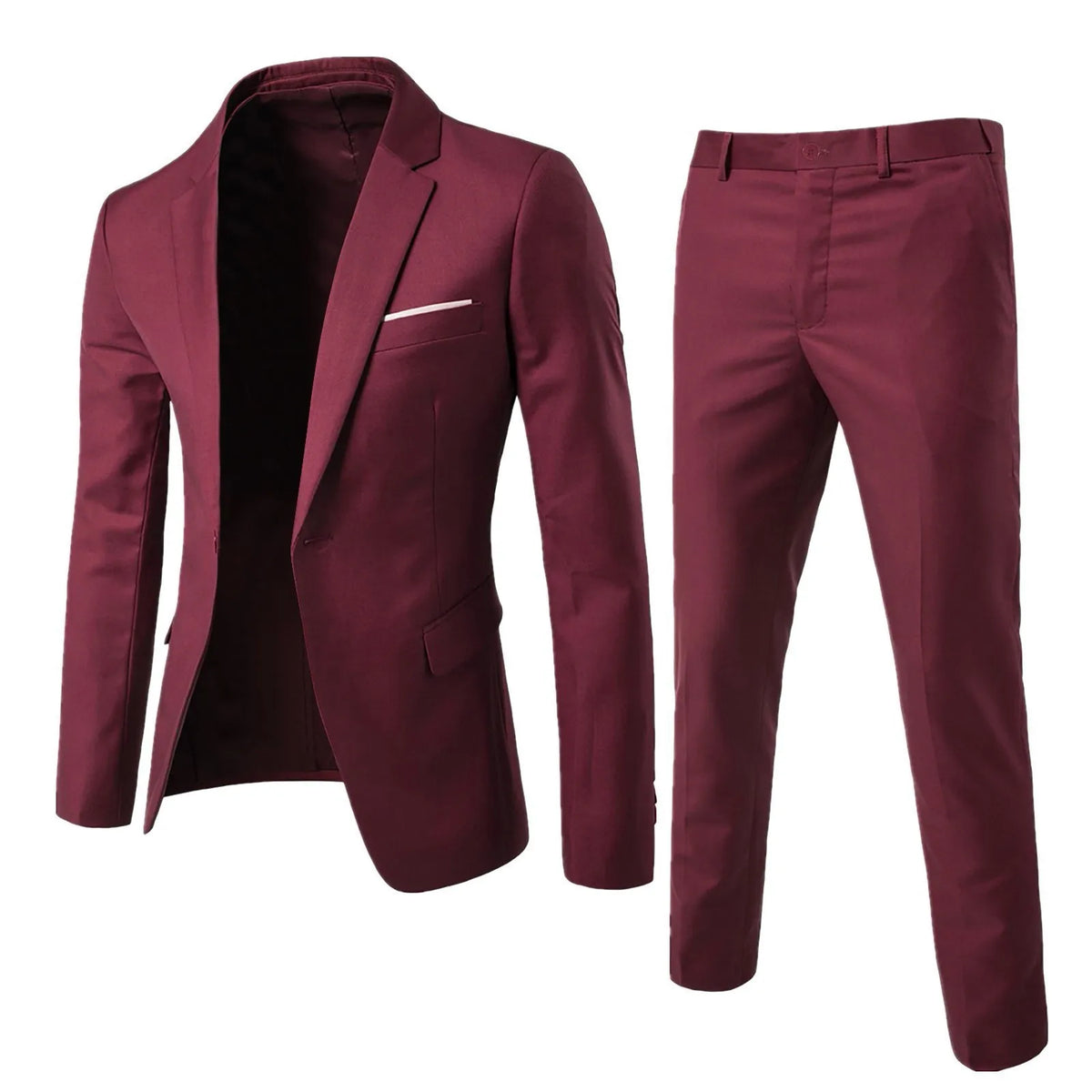 Mens Suit Set Two Piece Business Formal Wear Korean Slim Fit Groom Groomsmen Wedding Tuxedo