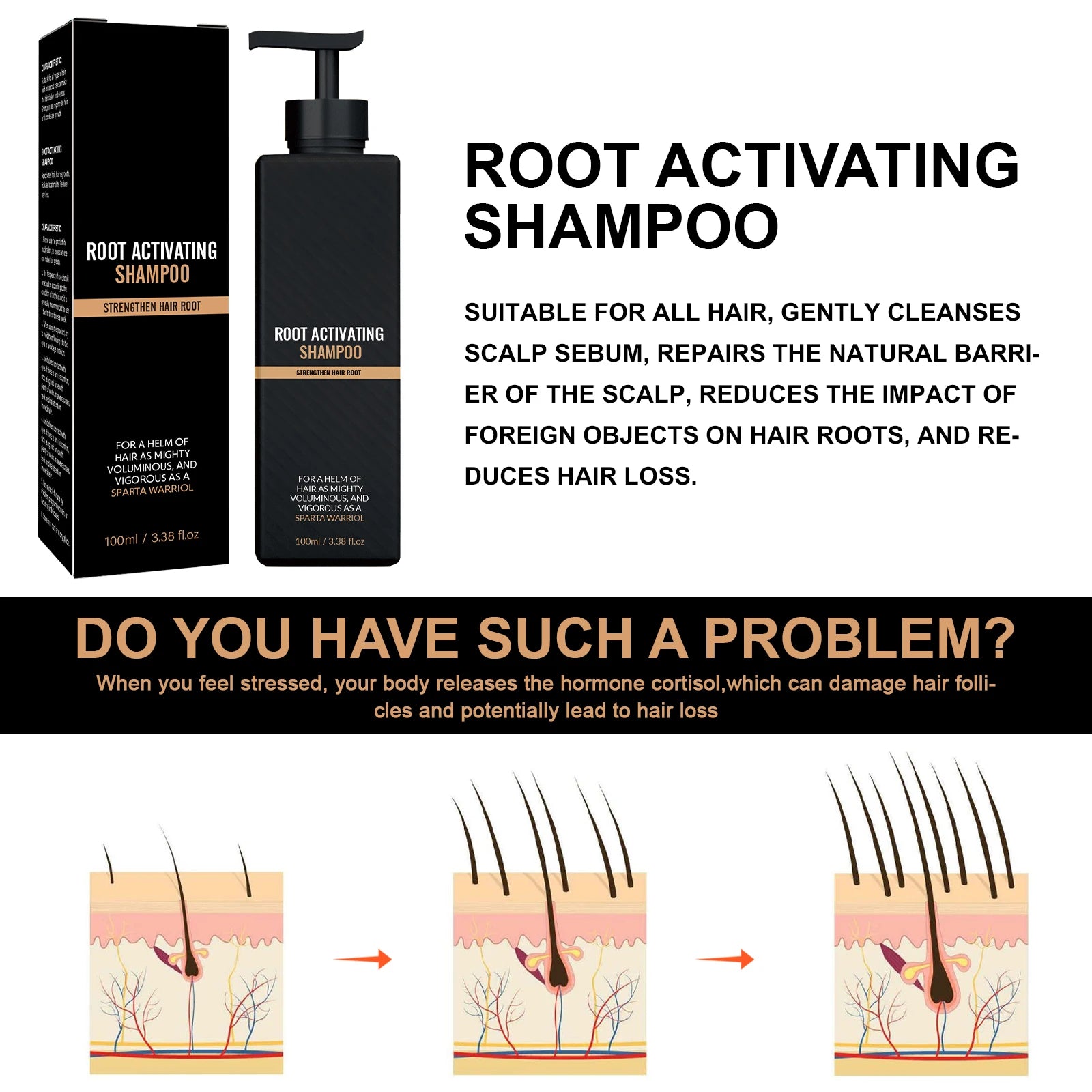 2pcs Anti Baldness Shampoo Thickening Shampoo Root Activator Shampoo Nourish Hair Regrowth for Thinning Hair & Hair Loss Care