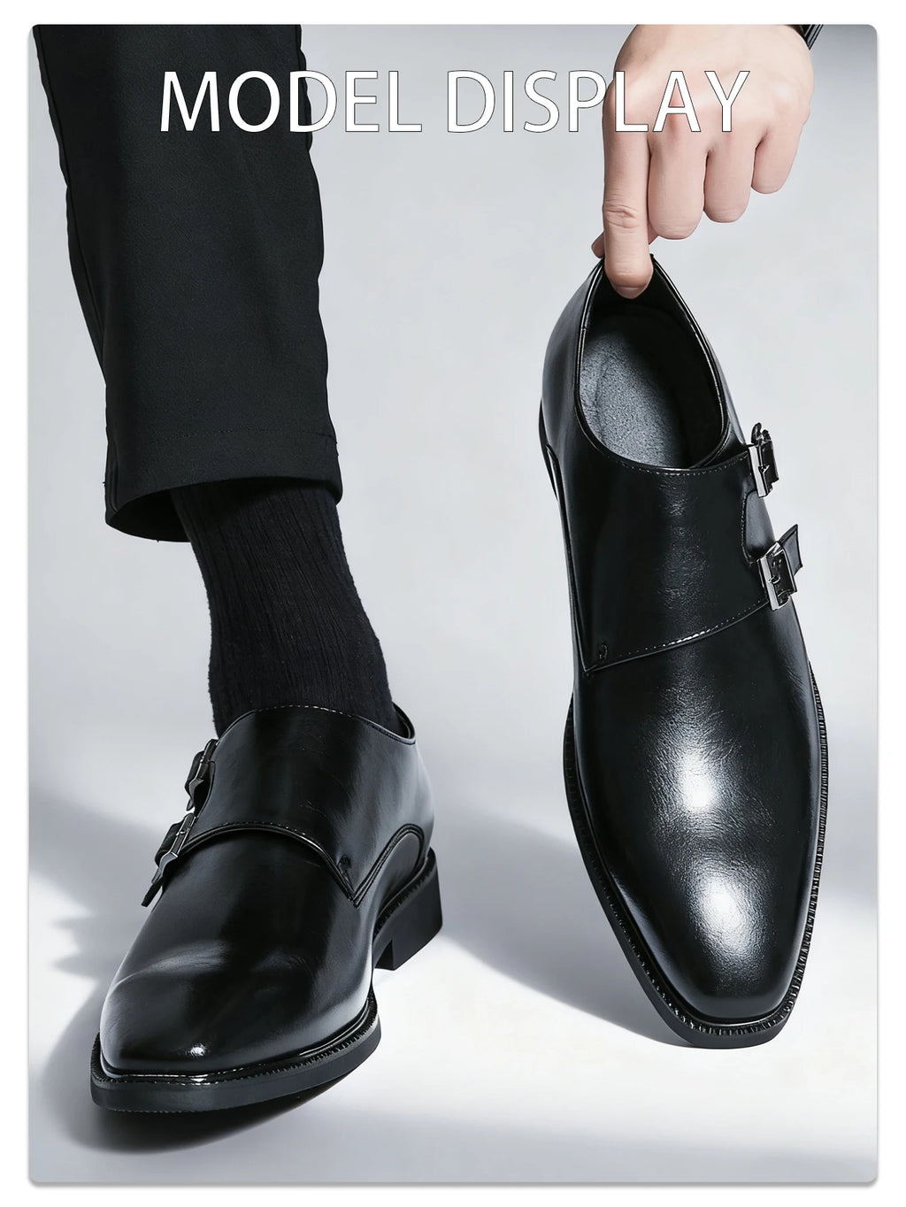 Classic Retro Dress Men's Monk Leather Shoes With Pointed Toe Buckle Business Office Wedding Comfortable Men's Oxfords Shoes
