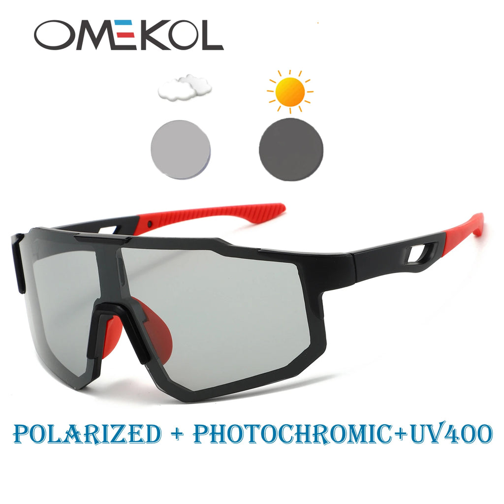 OMEKOL Polarized Photochromic Safety Goggles Men Women Protective Sun Glasses Outdoor Sport Sunglasses UV400 Cycling Eyewear