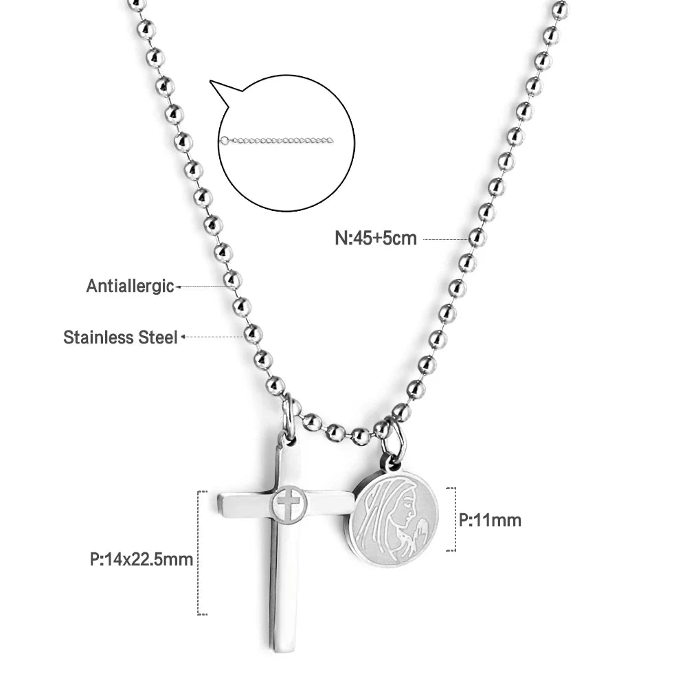 Classic Cross Pendant Necklaces For Women Girls Fashion Gold Plated Stainless Steel O Chain Collares Para Mujer Jewelry Gifts