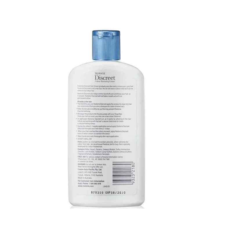 250ml Restoria Discreet Colour Restoring Cream,Grey Hair Treatment Reduce Grey Hair Care - Suitable for Men Women Shampoo