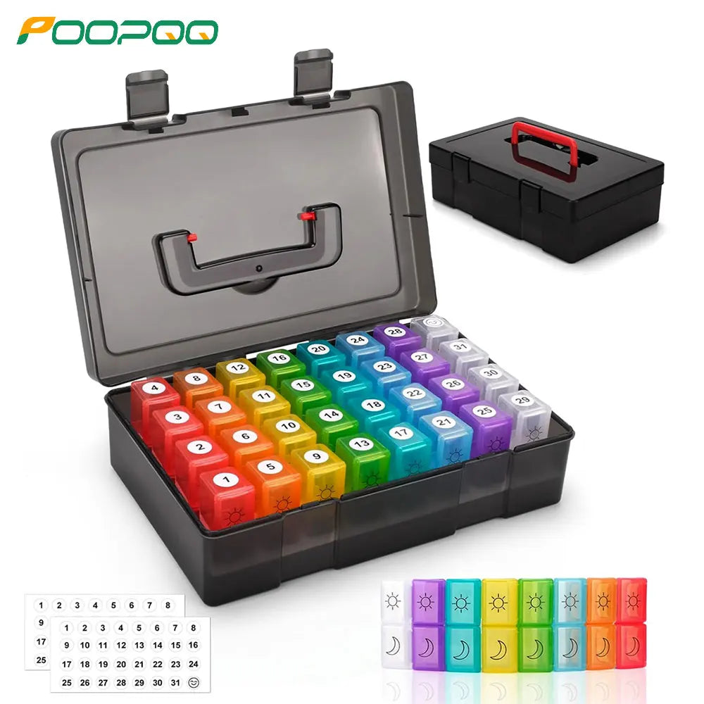 Monthly Pill Organizer 2 Times A Day, Pill Box with AM PM Compartments, Medicine Organizer for Vitamins, Supplements &Medication