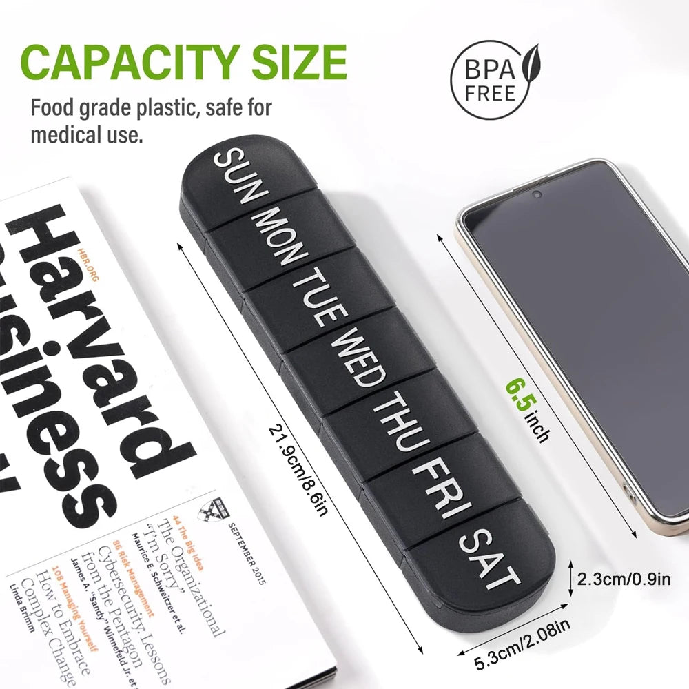 1PCS Pill Organizer Large,Weekly Medicine Pills Organizer Pill Box Travel, 7 Day Pill Case for Big Vitamin Supplements Fish Oil