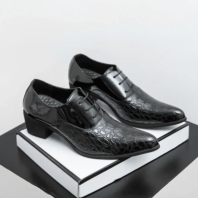 Luxury Multiple Colors High Heel Men's Shoes Fashion Moccasin Man Wedding Shoes Groom Designer Pointed Toe Leather Dress Oxfords