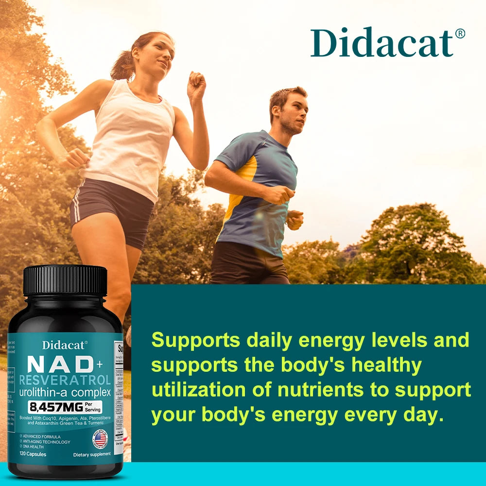 NAD + Resveratrol - Anti-aging, Helps Boost Energy, Promotes Cell and Skin Health, Neuroprotection and Sleep Improvement