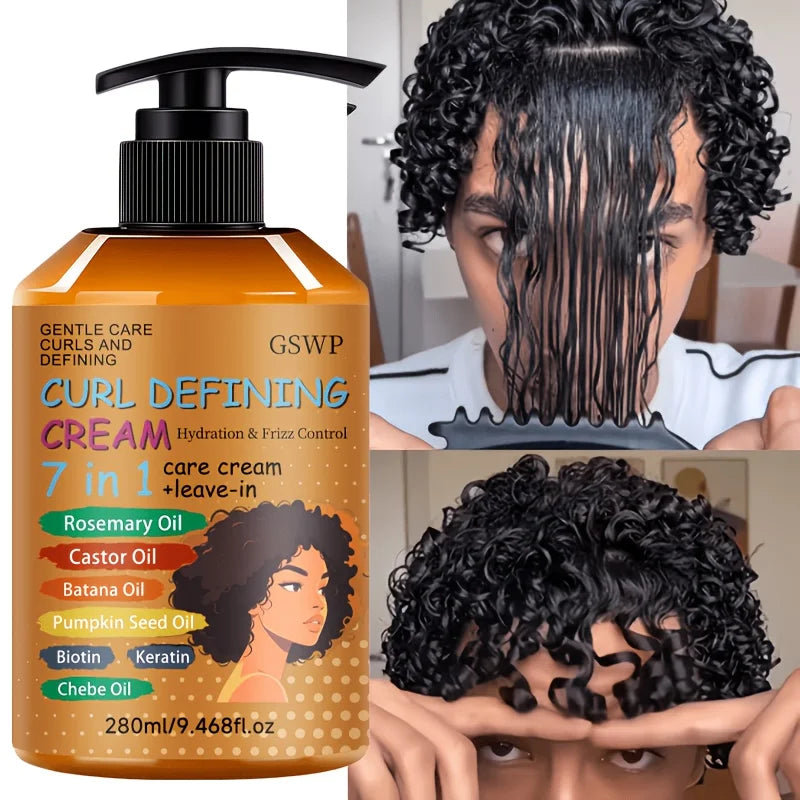 GSWP 7-in-1 Curl Cream, keeps hair fresh and non-sticky, enhancing shine and volume, deep hydration and nourishment. 280/560ml
