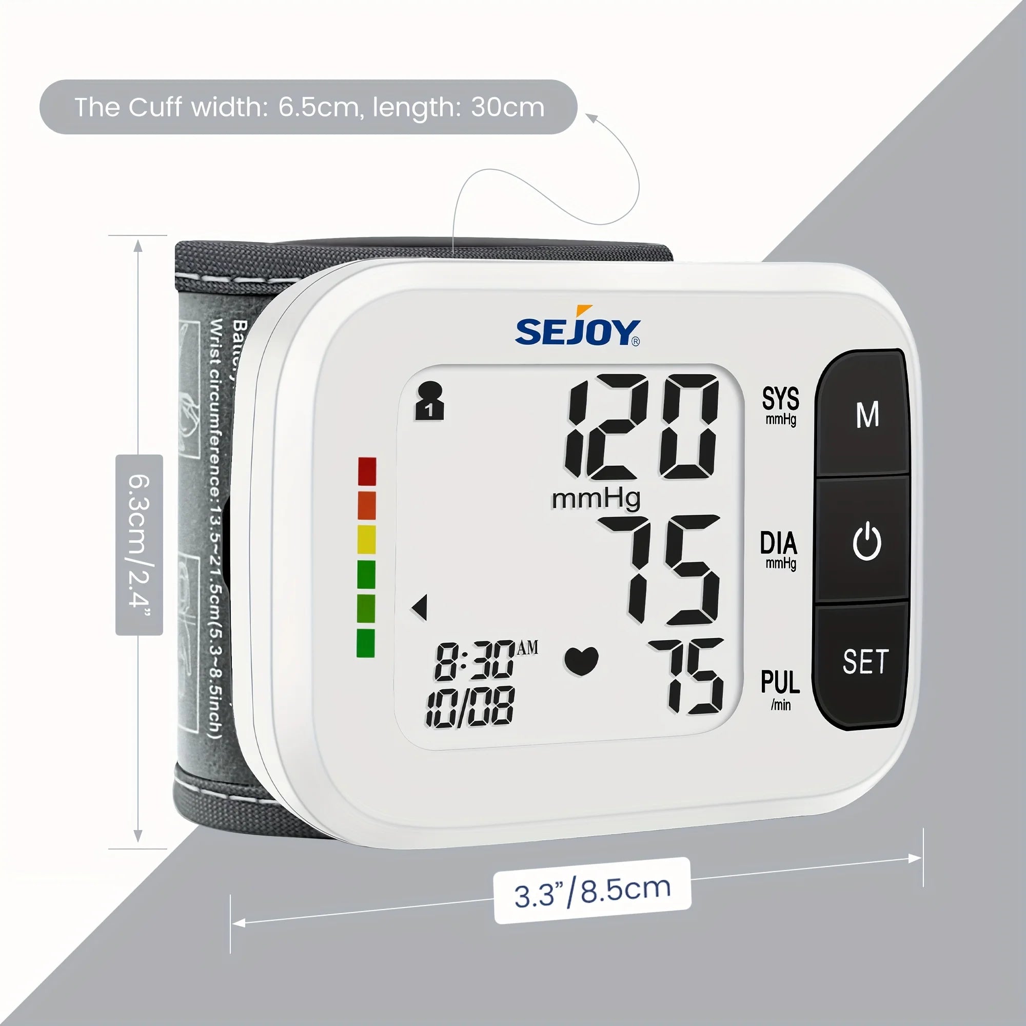 SEJOY Blood Pressure Machine Wrist Blood Pressure Cuff Wrist BP Monitor Wrist Cuff Automatic Monitor with Heartbeat Detection