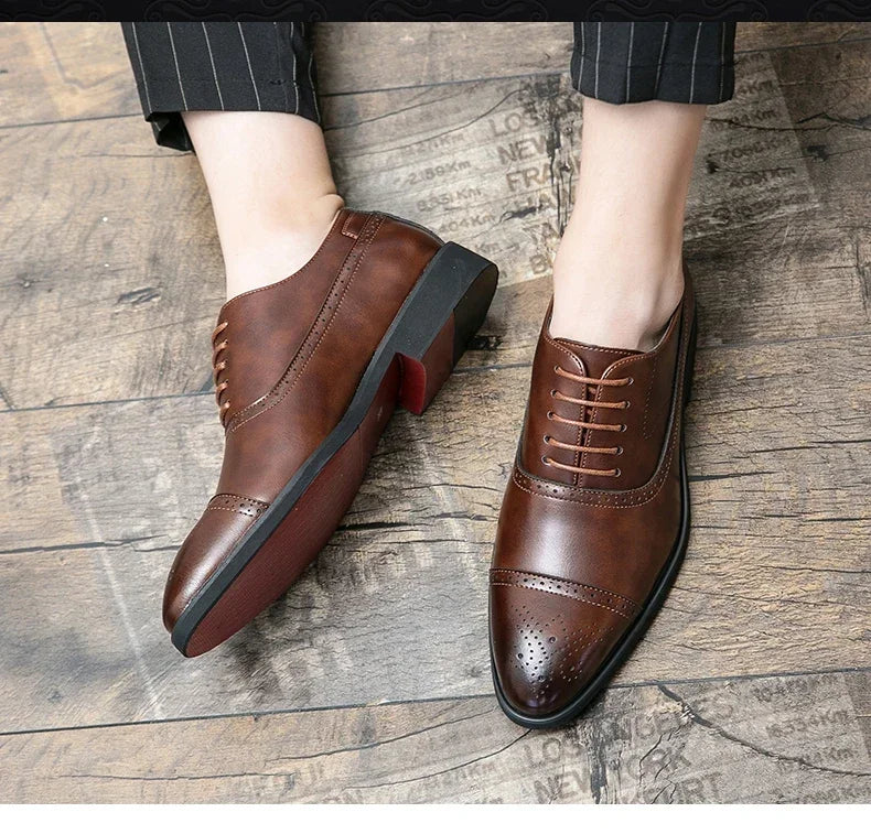 Luxury Men Dress Shoes Fashion Casual Business Shoes Retro Party Banquet Shoes for Men Carved Lace-up Brogue Wedding Shoe Size48