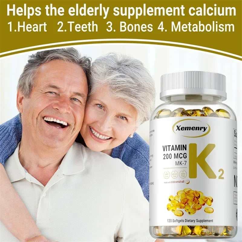 Vitamin K2 MK-7 Supplement - Supports Heart, Bone, Joint and Dental Health, Boosts Immunity, Easy To Absorb, Improves Energy