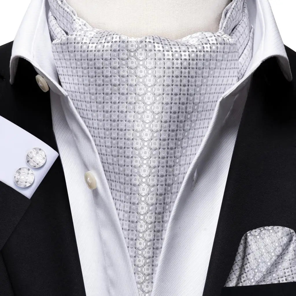 Hi-Tie Mens Ascot Black Pink Blue Red Gold Green Purple White Cravat Tie Hanky Cufflinks for Male Wedding Business Prom
