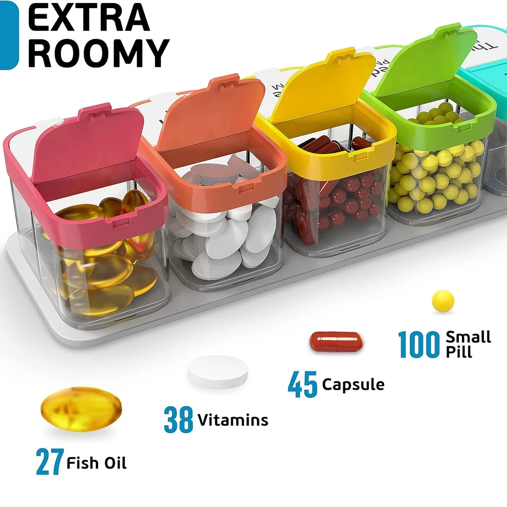 Extra Large Weekly Pill Organizer 2 Times A Day, Pill Box 7 Day Am Pm to Hold Daily Medicine Vitamin and Supplements for Elders