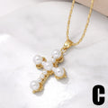 Round San Benito Necklaces for Women Gold Plated Cross Necklaces Religious Amulet Jewelry Gifts nkev31
