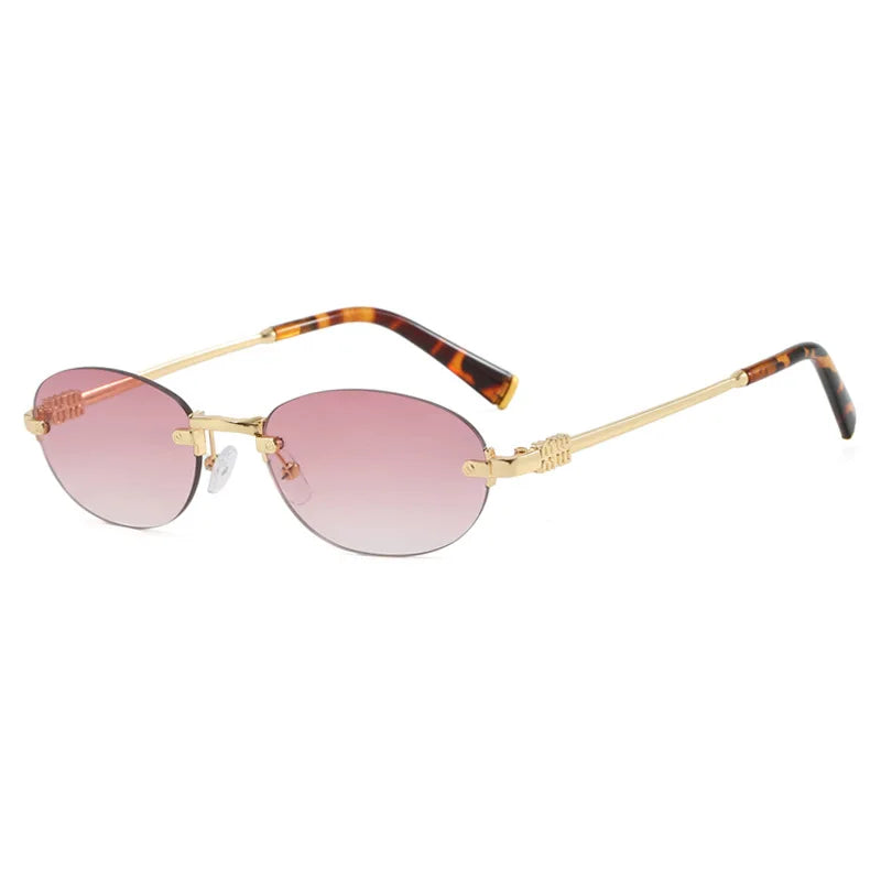 New Fashionable Oval Frameless Sunglasses UV400 UV Protection Glasses Fashionable Street Style Outdoor Driving Travel Sunglasses