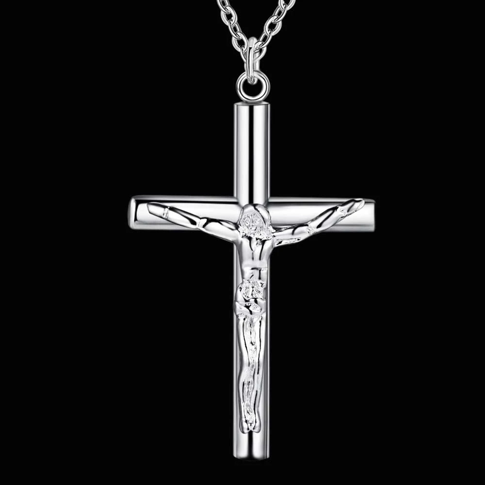 New 925 Sterling Silver Necklace Cross For Men Women Fashion Clavicle Chain Necklaces Wedding Party Jewelry chain Gift