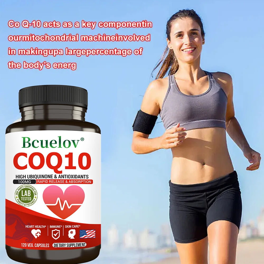 CoQ10 Coenzyme Q10 100mg Supplement - Rapid Release Fast Absorption- Immune Heart Energy Antioxidant (120caps)