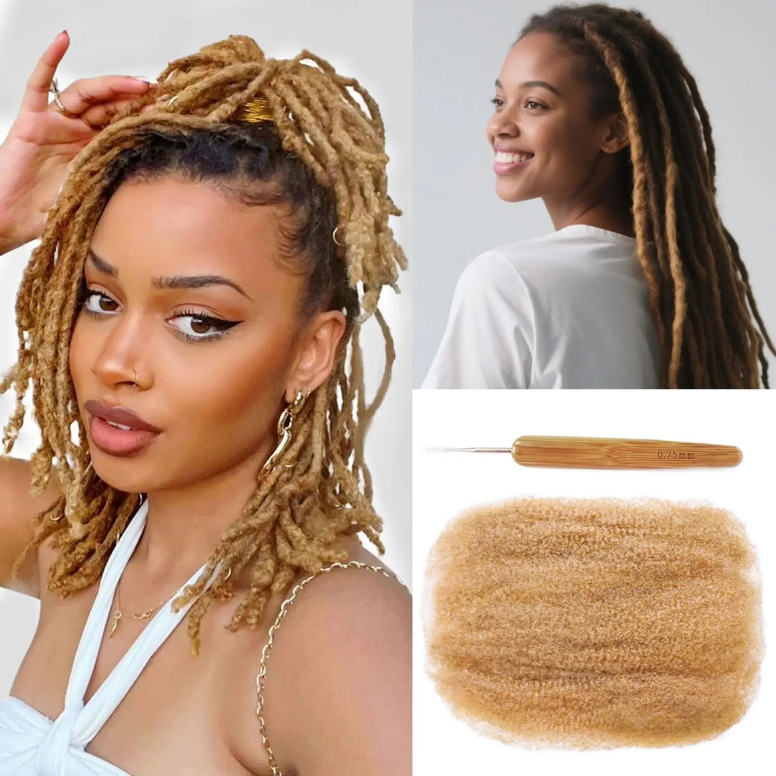 Afro Kinky Curly Braiding Bulk Hair for Braiding Twists Afro Kinky Bulk Hair for Dreadlock Extensions Repair Locs Women
