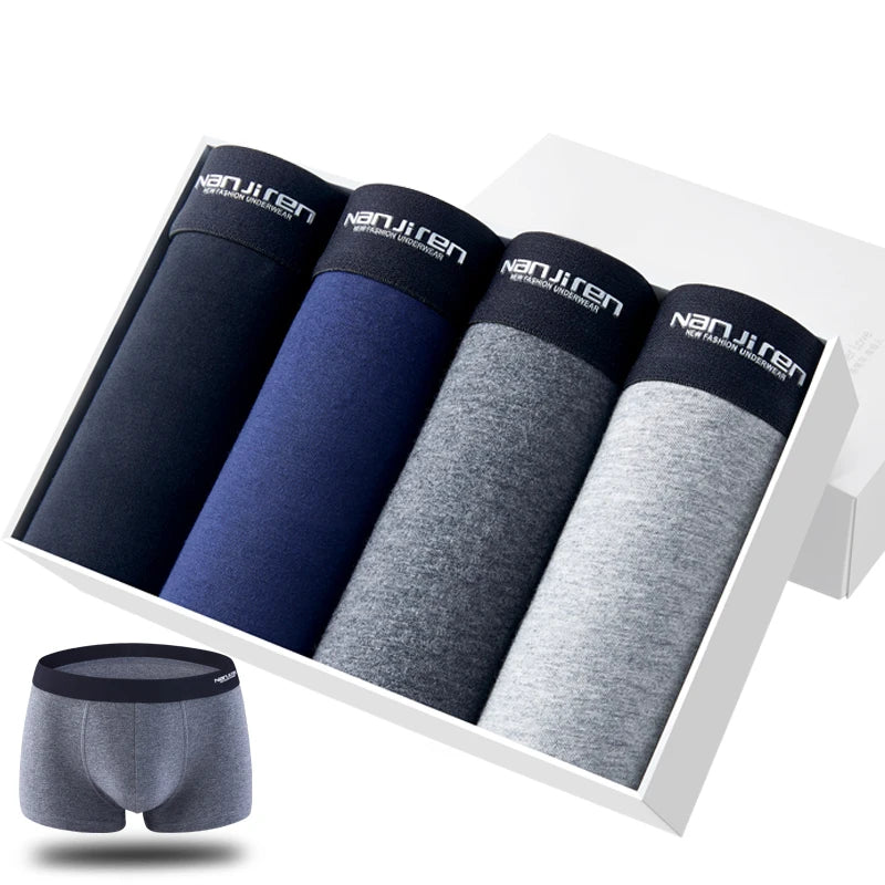 4Pcs Boxer Shorts Men's Underwear Sexy Panties Cotton Boxers Print Underpants Male Shorts U Convex Lingerie Plus Size 6XL