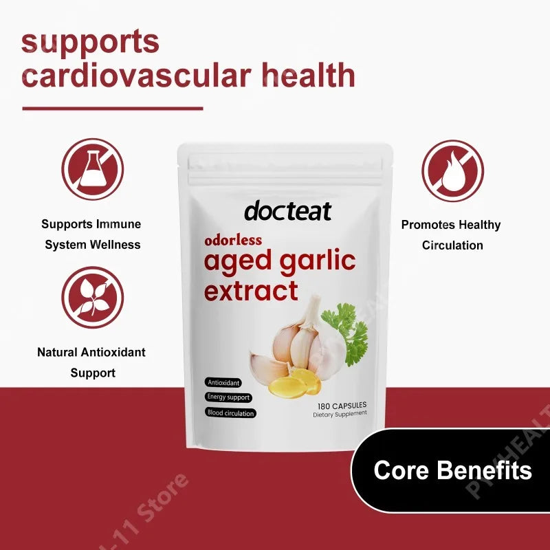 Odorless Aged Garlic Oil Capsules – 2-Year Aged, 360 Softgels (Heart & Immune Support