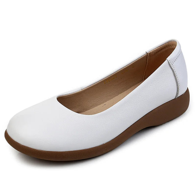 2025 Women Shoes Genuine Leather Spring New Dress Shoes Women Large Size Low Heels Office Lady Shoes