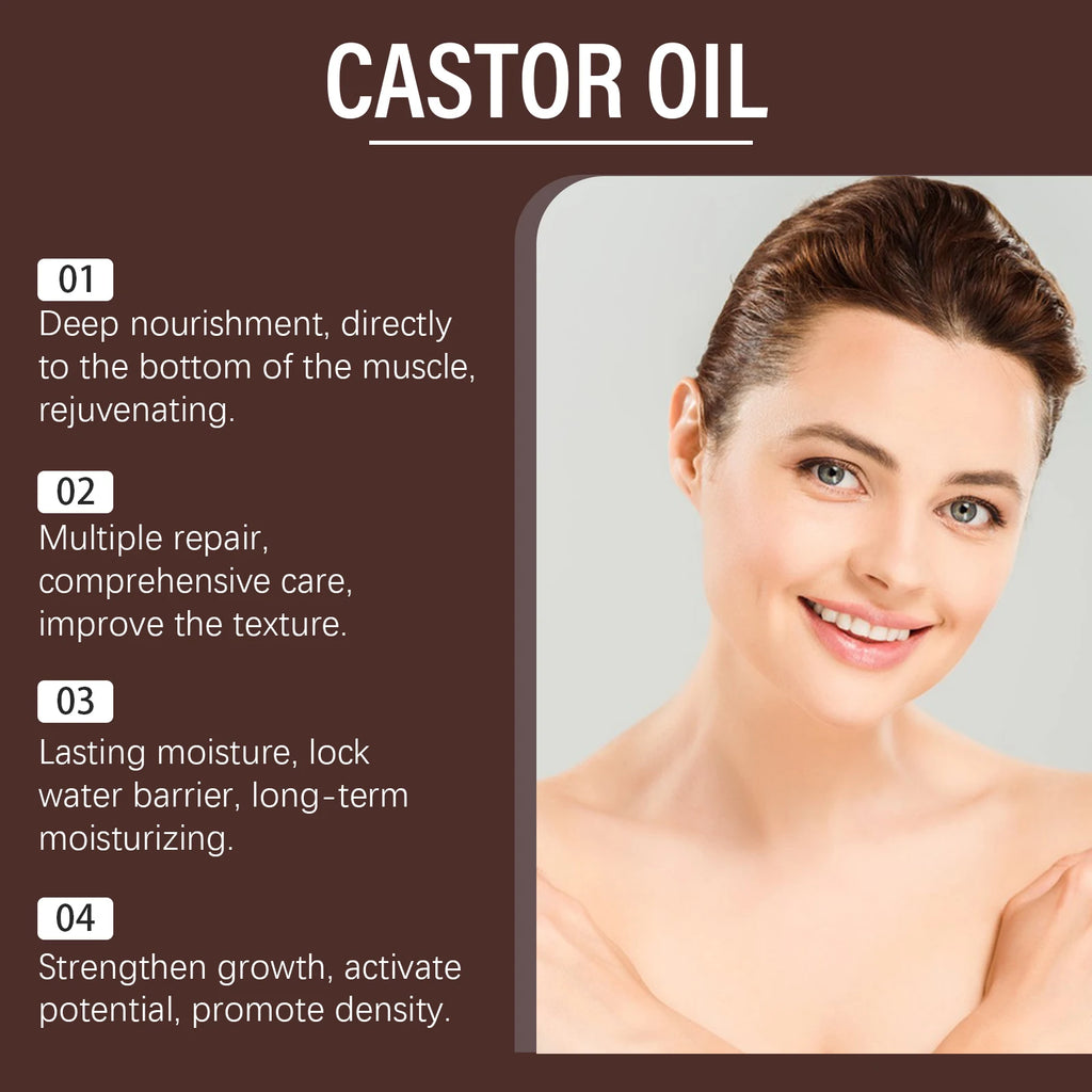 Organic Castor Oil: Nourishing Deeply Moisturizing Oil for Hair Growth, Eyebrows Thickening & Relaxing Body Massage