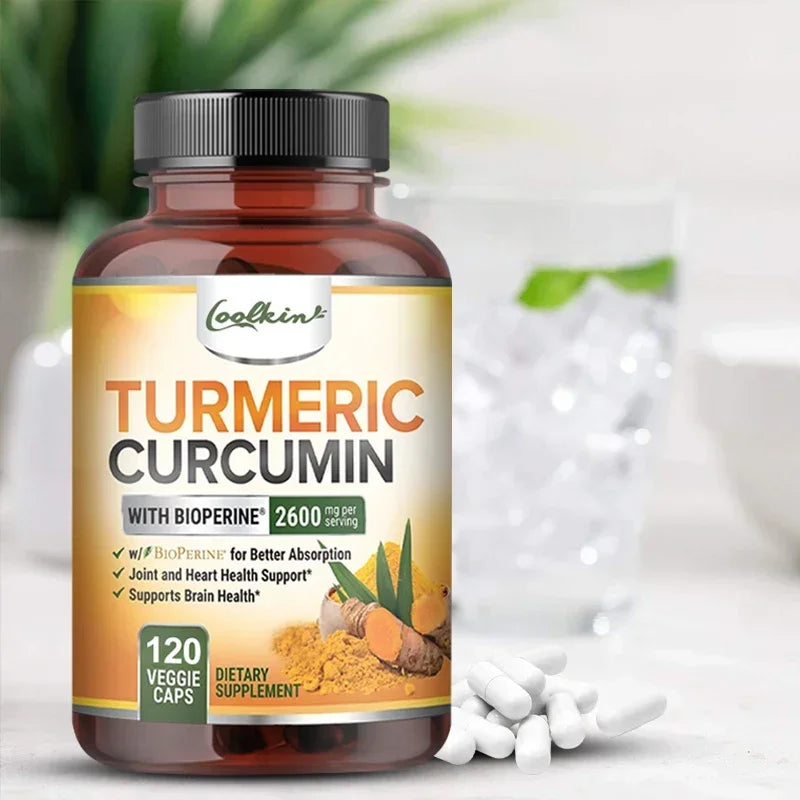 Curcumin Supplement with Black Pepper 2600 Mg Contains 95% Curcumin, Enhanced Absorption, Joint Support Supplement