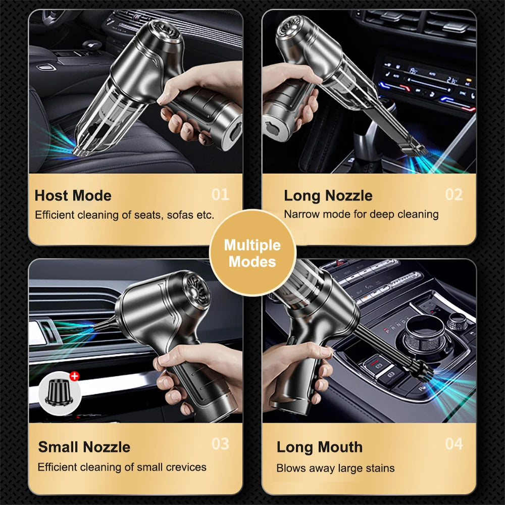 Car Vacuum Cleaner Strong Suction Cleaning Mini Machine Wireless Portable Handhled Blower Machine Air Duster for Home Appliances