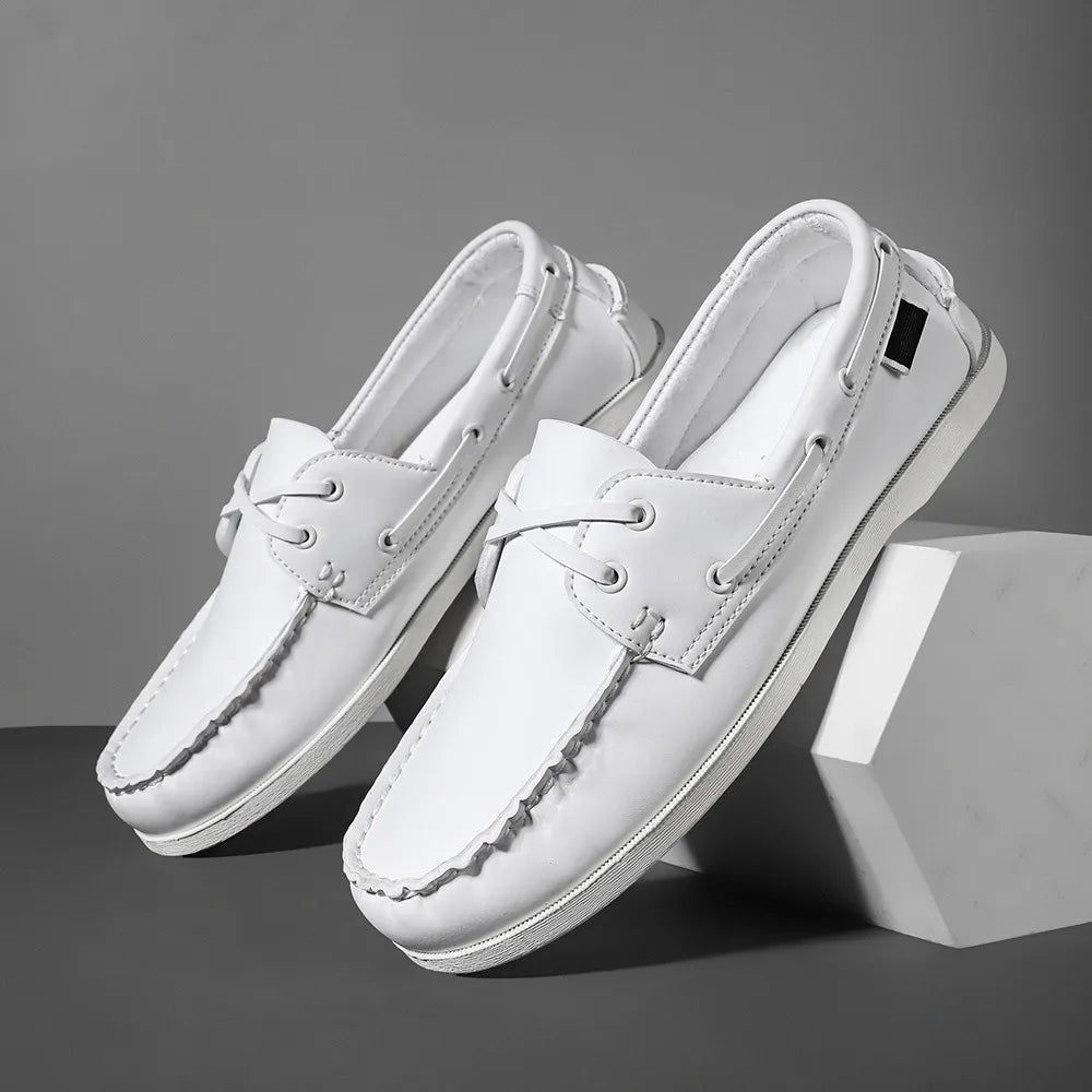 Men's Trendy Apron Toe Loafer Shoes, Slip On Comfy Non Slip For Outdoor Walking Traveling, Spring And Summer