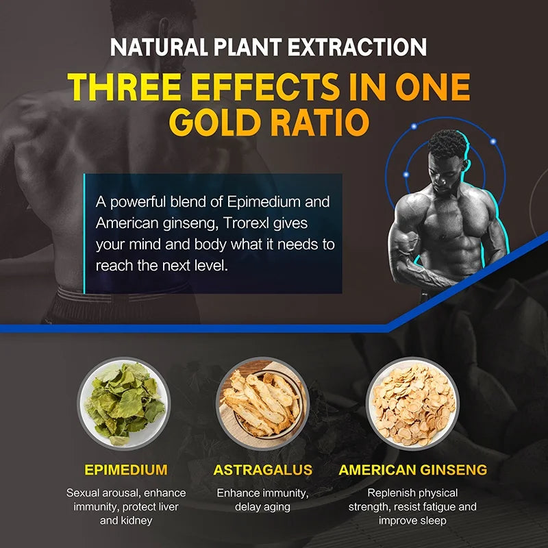 Extra Strength Supplement with Epimedium & Panax Ginseng Extract, Male Enhancing Supplement Supports Improve Male Energy Levels