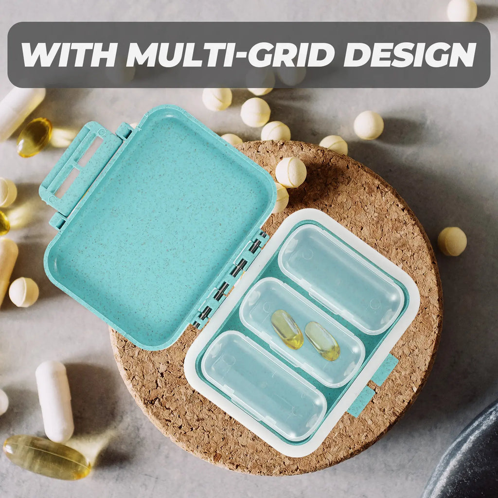2Pcs Food-Grade Portable Pill Organizer with 3 Individual Compartments Sealed Travel Medicine Case Multi-Grid Daily Storage