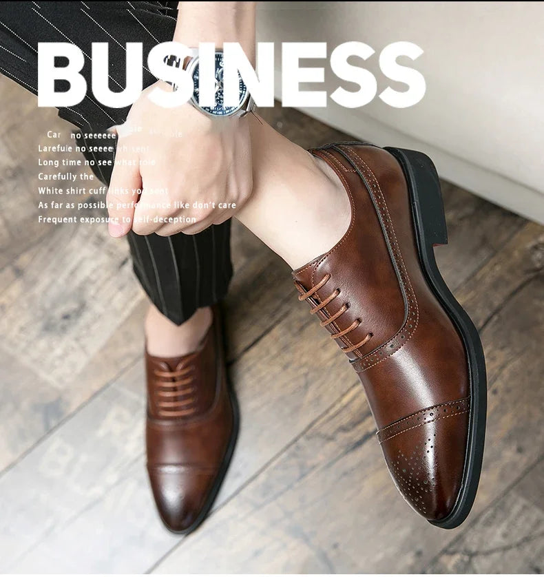 Luxury Men Dress Shoes Fashion Casual Business Shoes Retro Party Banquet Shoes for Men Carved Lace-up Brogue Wedding Shoe Size48