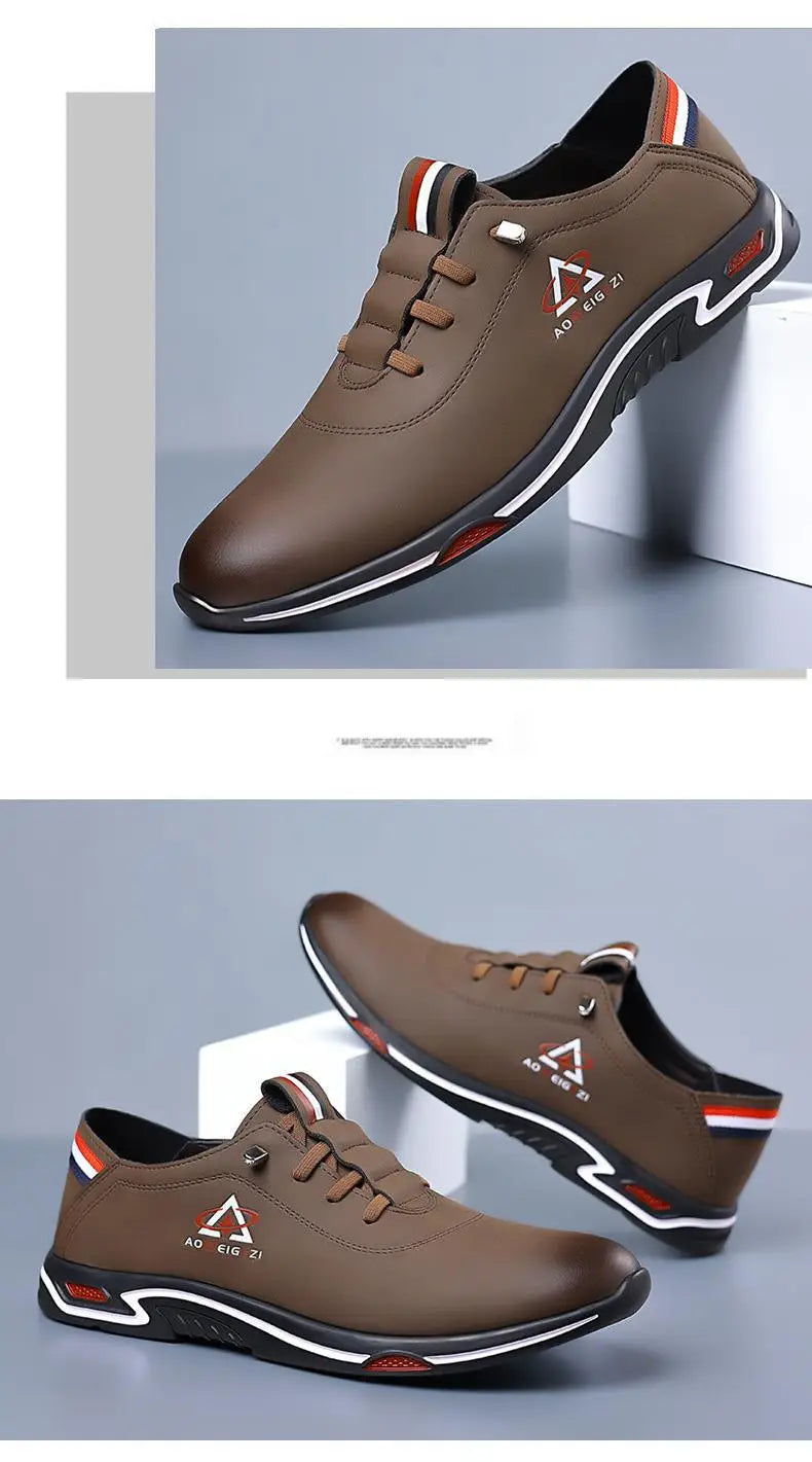 Men's Shoes Fashion Soft Soled Men Casual Shoes British Style Formal Shoes Breathable Lace-Up Bottom Light Sneakers Male Size